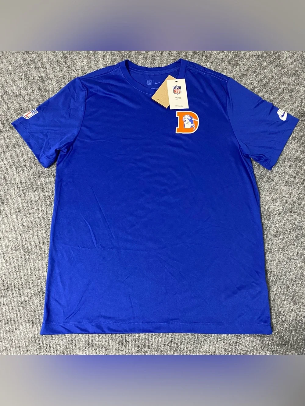Nike Denver Broncos Legend Logo Dri-FIT Shirt Retro Alt Throwback Mens L NWT